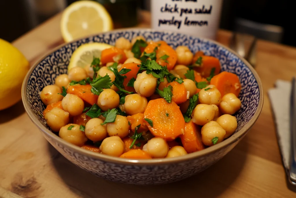 carrot and chickpea salad with parsley lemon