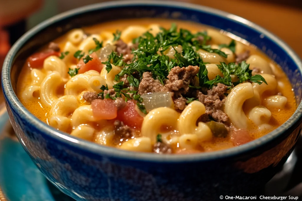 One-Pot Macaroni Cheeseburger Soup