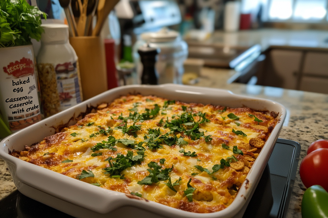 Baked egg casserole with crackers Recipe