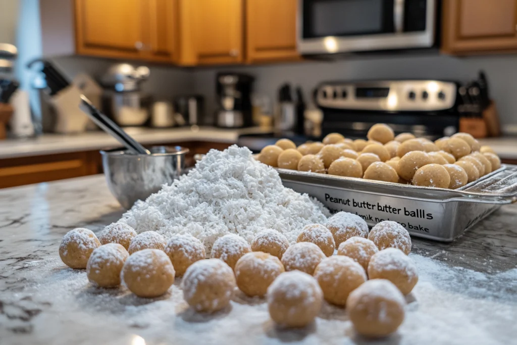 No-Bake Peanut Butter Balls with Coconut and Powdered Milk