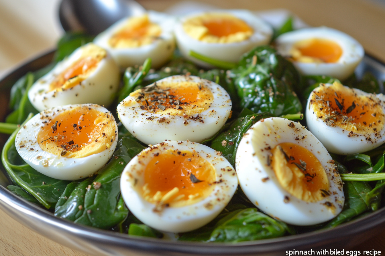 Spinach with Boiled Eggs Recipe